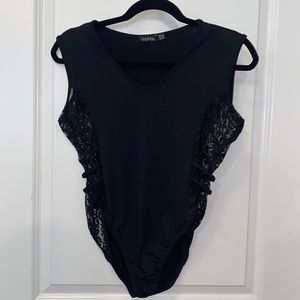 Boohoo lace insert bodysuit
